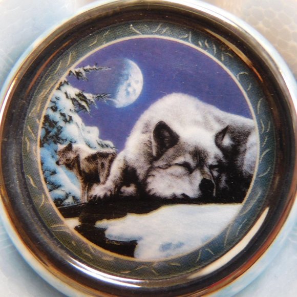 Bradford Exchange 2 Christmas Ornaments Moon Shadows Moonlit Phantom Wolves - Picture 6 of 8